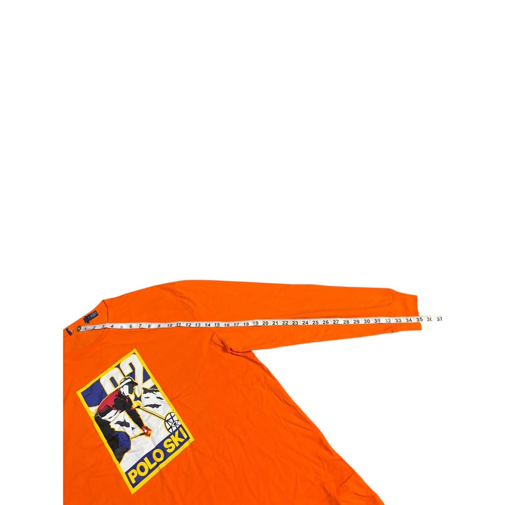 Polo Ralph Lauren Mens Orange Polo Ski 92 Graphic Long Sleeve‎ T-Shirt Size M - Picture 10 of 10
